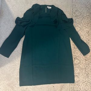 Never been worn Mudpie green shift dress with ruffle cutout shoulder detail; L
